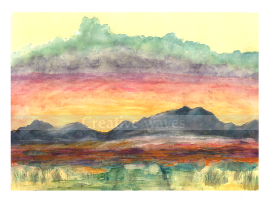 Nothing like a summer sunset in Colorado. Every day is different color pallet in the sky. Vibrant colors used by the artist setting up an uplifting mood.